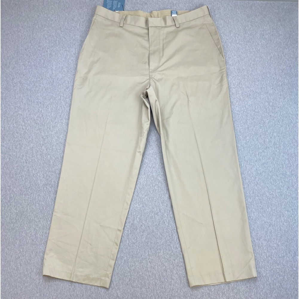 Jos A Bank Pants Mens 36 x 29 Beige 100% Cotton Straight Stays Cool Dry NWT